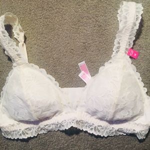 NWT PINK lace white BRALETTE MED